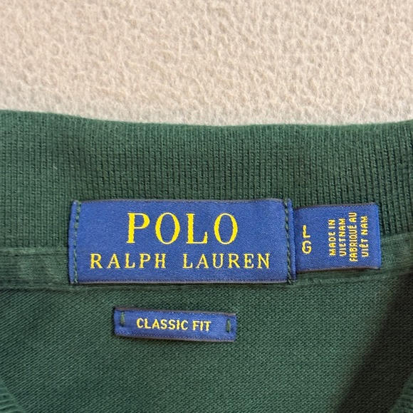 Polo Ralph Lauren Mens Big Pony Polo Shirt Green Red Classic Fit Large LG - Picture 6 of 10
